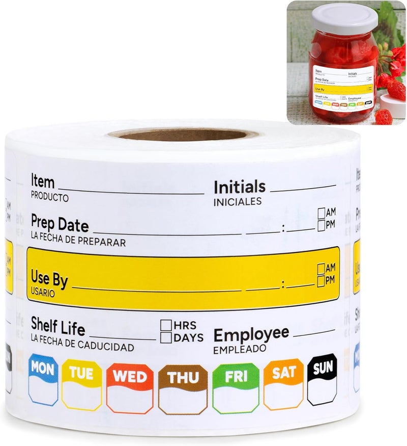 GUEER 300 Pcs Restaurant Quality Shelf Life Food Rotation Labels Vinyl, 2” x 3” Self-Adhesive Removable Freezer Food Labels, Perfect for Reusable Containers, Easy to Remove, Food Safety Date Sticker - Image 1